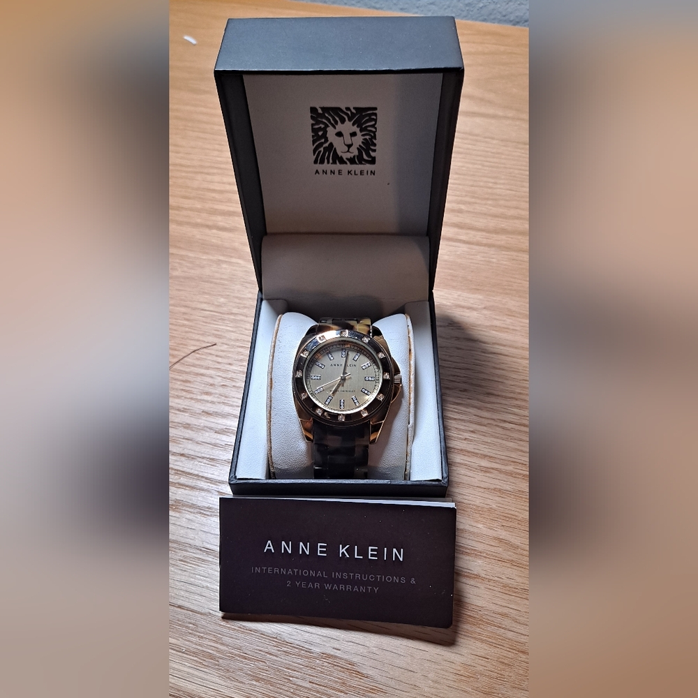 Anne Klein Women's Watch in Gold With Tortoise Shell Pattern Band